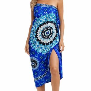 Blue Patterned Beach Sarong From Brazil
